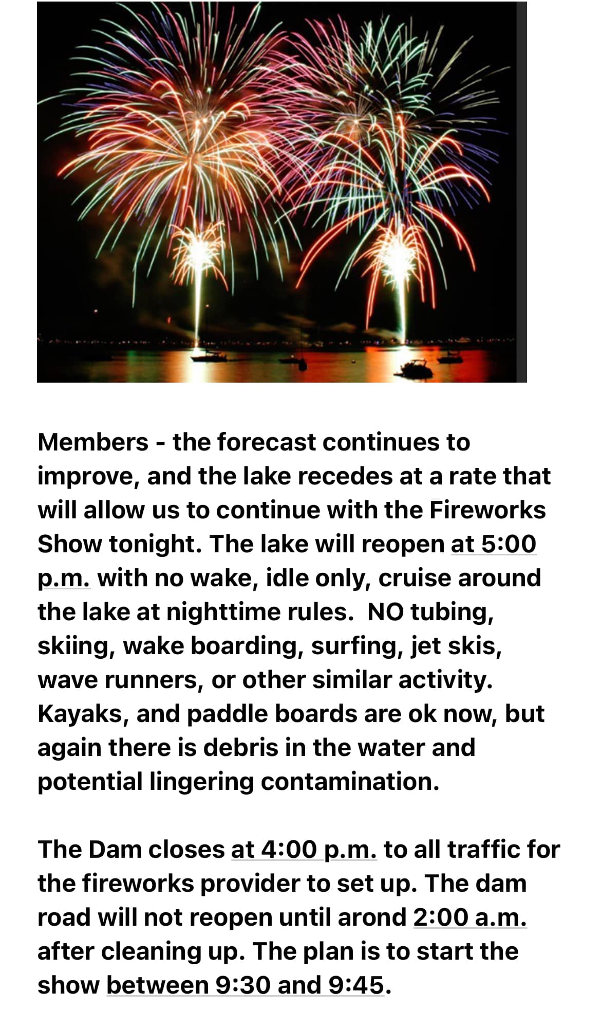 Important Info Today #LakeLotawanaFireworks