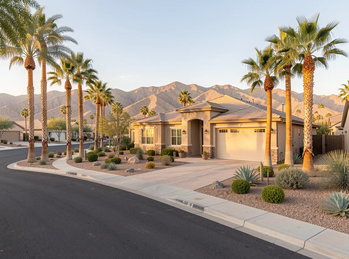 Neighborhood streetscape in Goodyear, Arizona