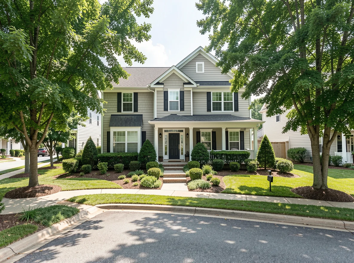 Neighborhood streetscape in Hiram, Georgia