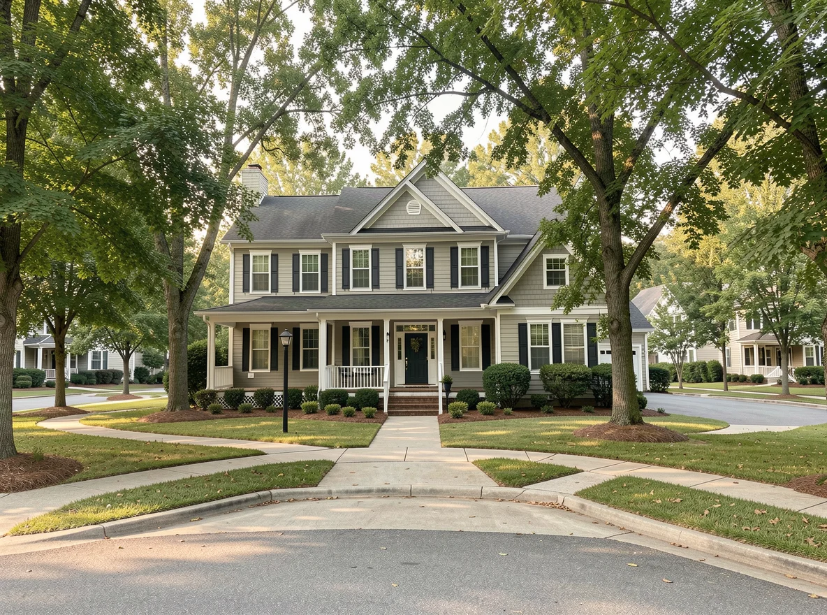 Neighborhood streetscape in Villa Rica, Georgia