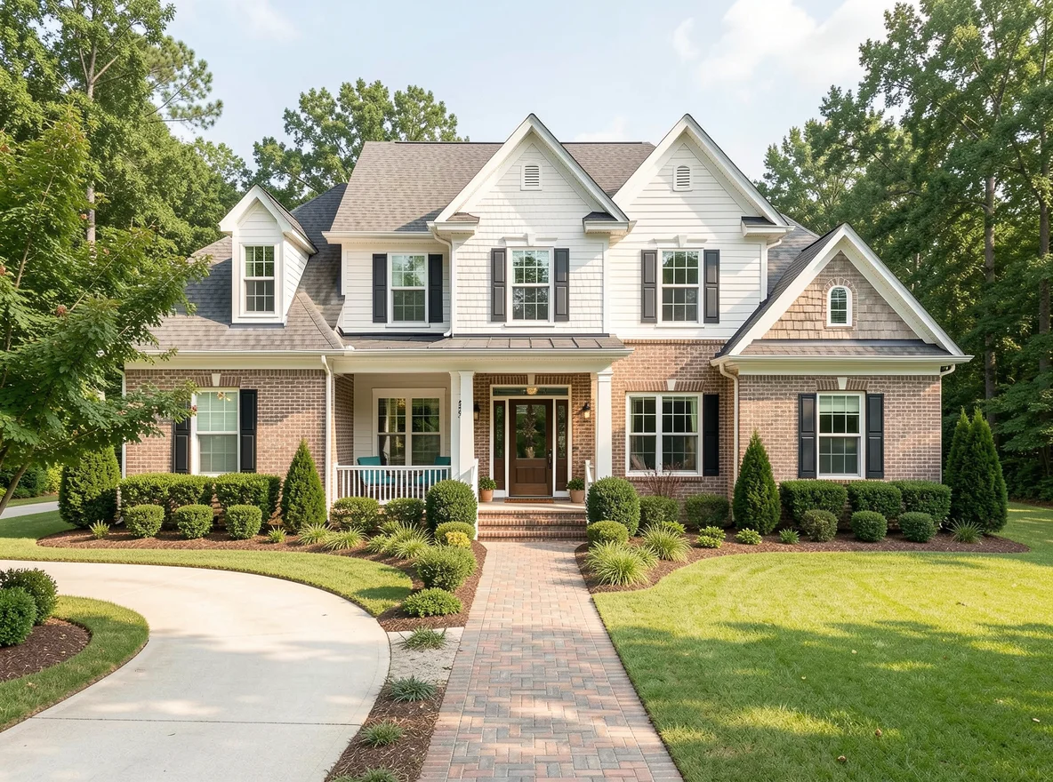 Georgia home exterior with landscaped yard