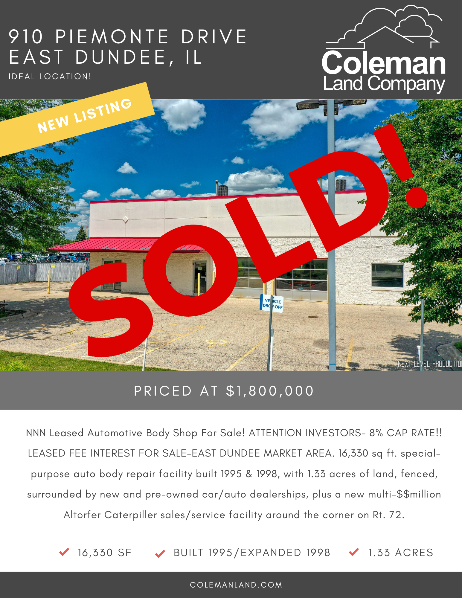 SOLD - Fully Leased Investment Opportunity - January 31, 2023