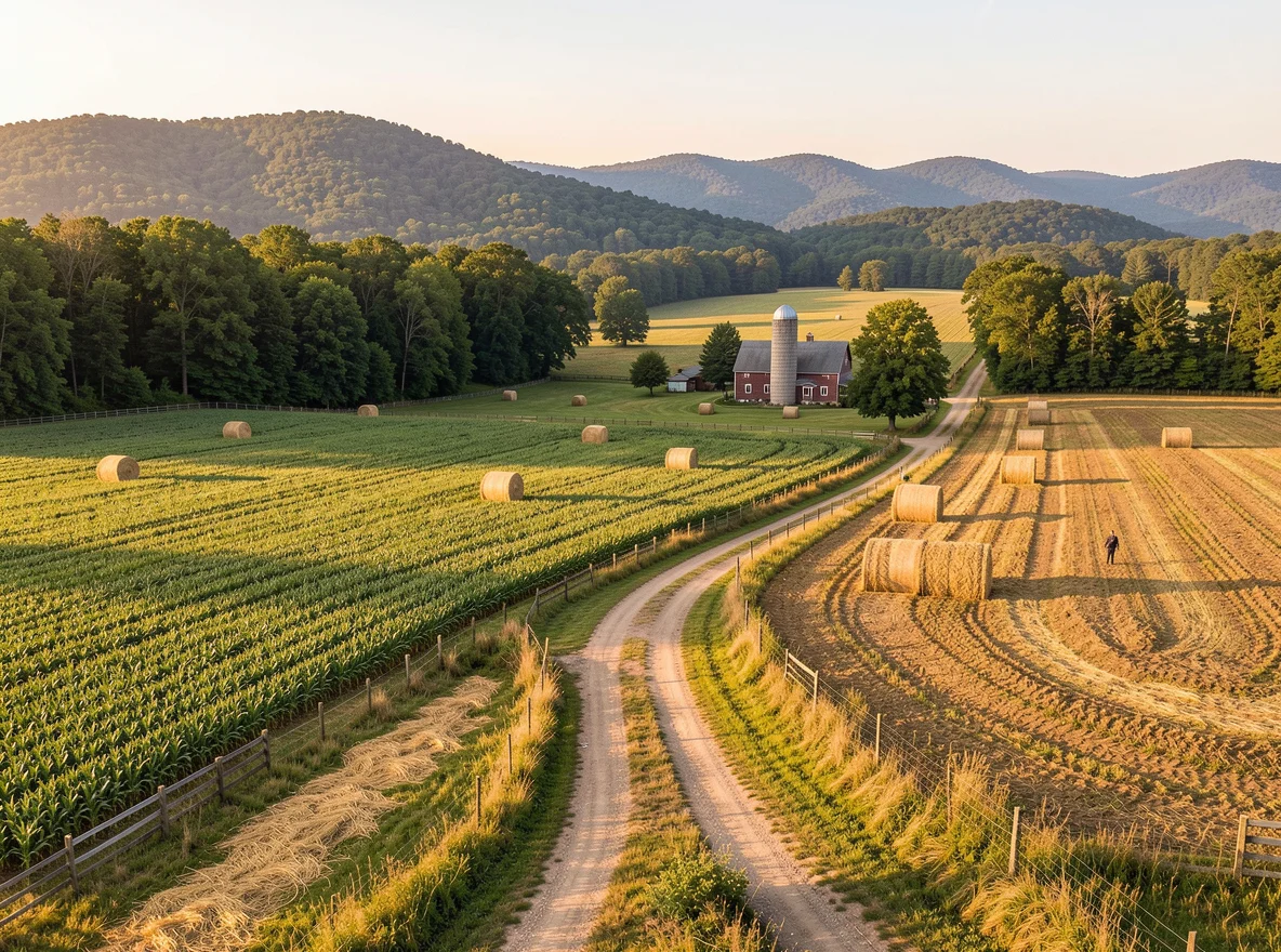 Rolling acreage near Charlottesville, Virginia