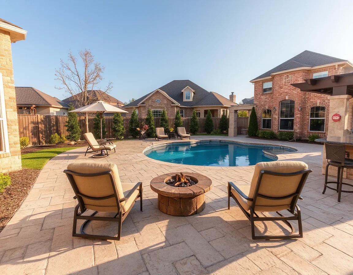 Refined backyard patio and lawn