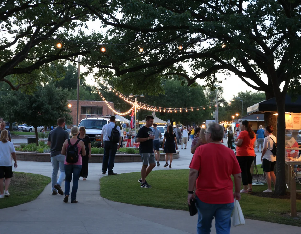 Landscaped community gathering area in San Antonio