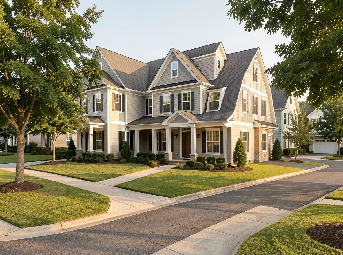 People-free custom homes and mature streetscape in Santa Maria