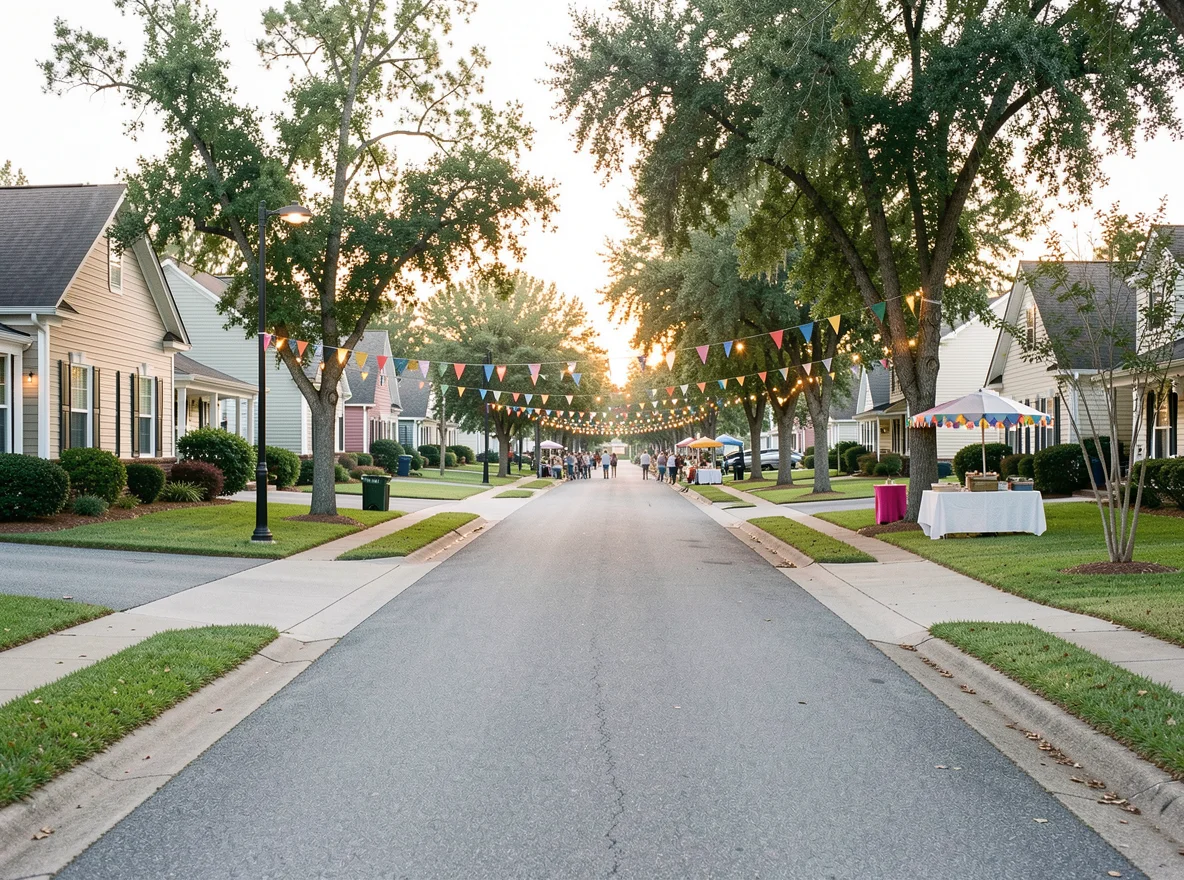 People-free residential street scene in Zachary