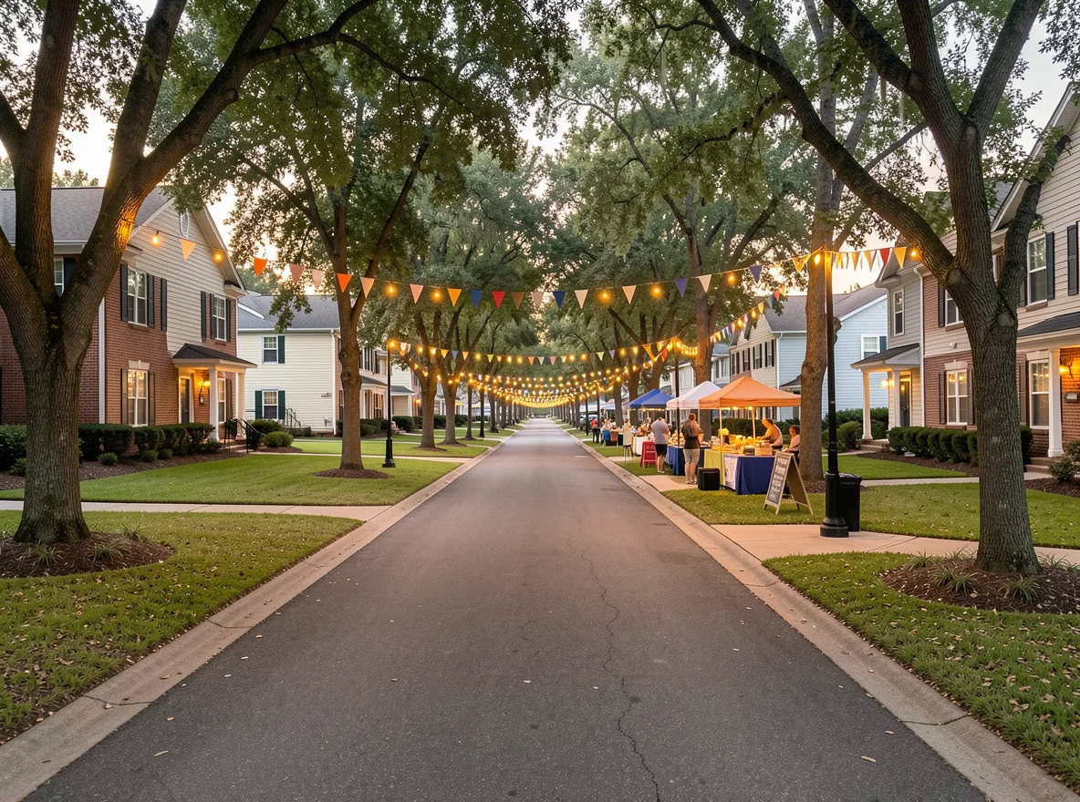 Campus-adjacent housing corridor near LSU with walkable streets and nearby homes