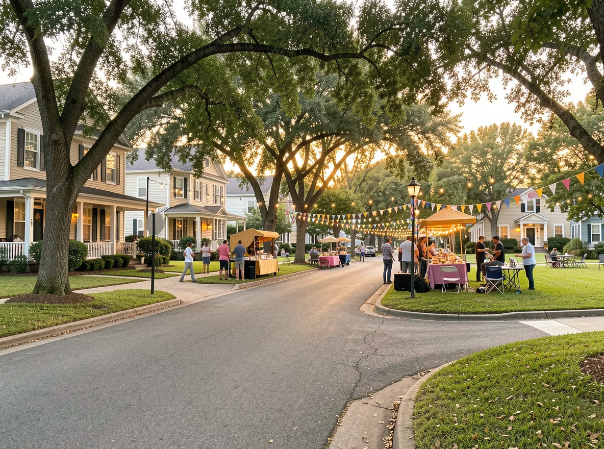 Neighborhood block in Beauregard Town with historic architecture