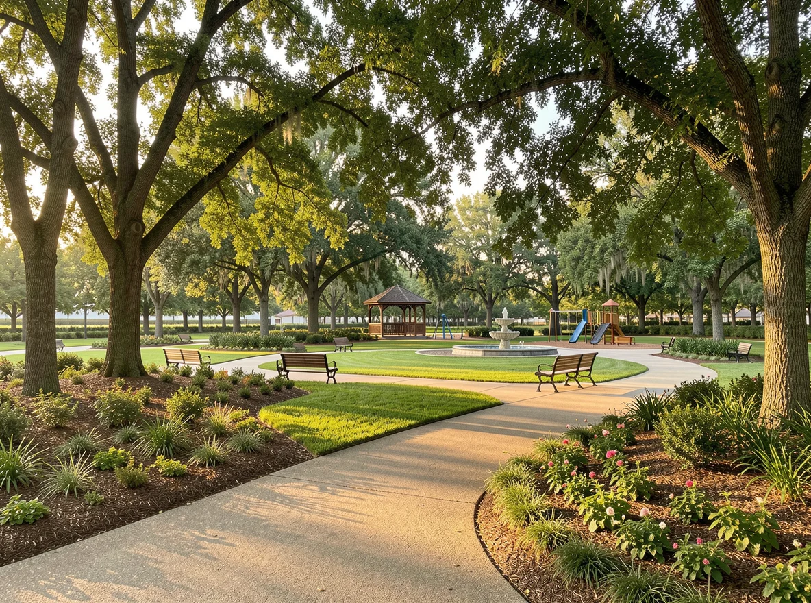 Landscaped common area in Long Farm