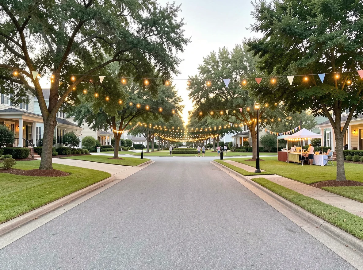 People-free neighborhood entrance and established residential streets in Santa Maria