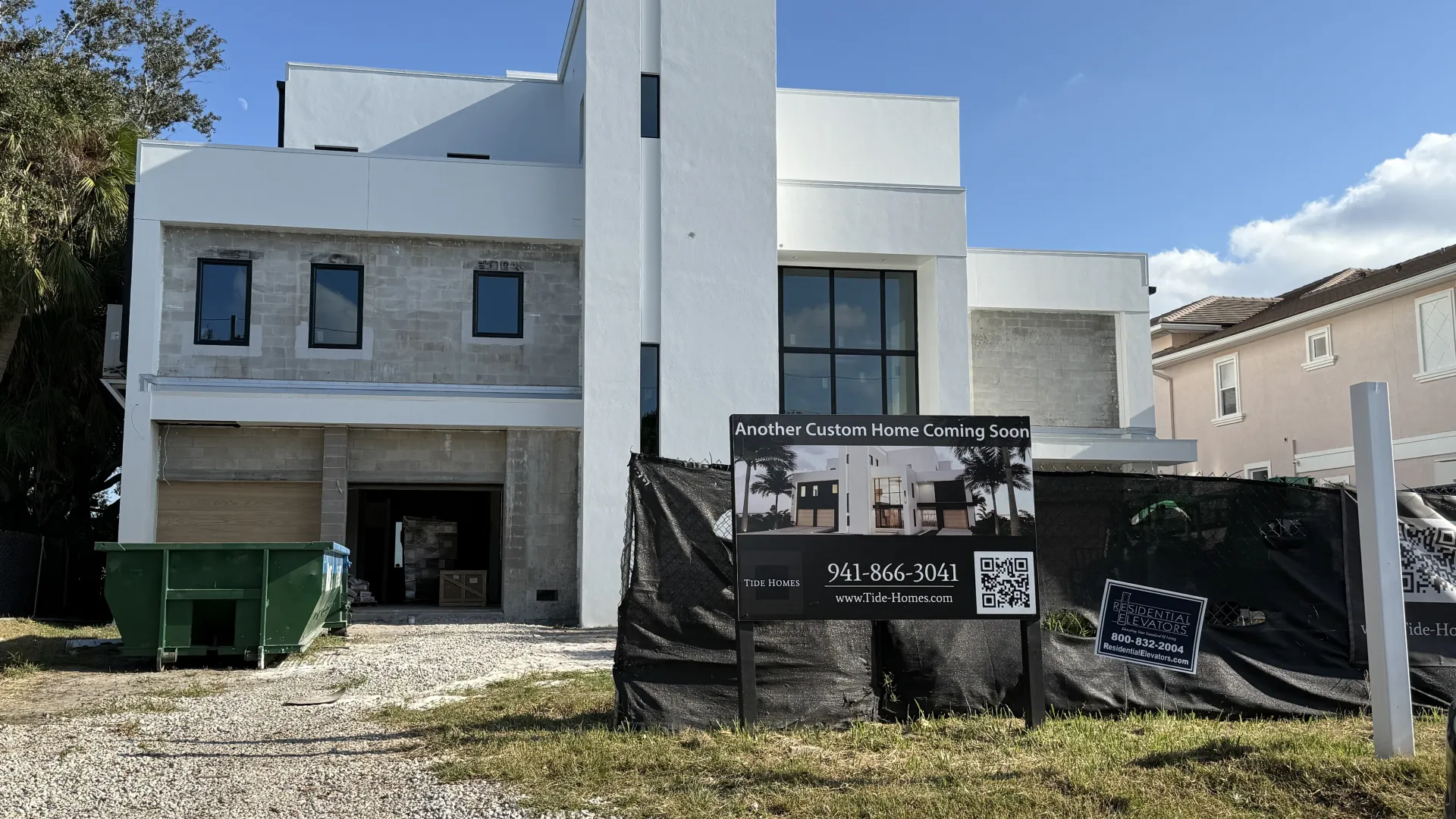 Contemporary elevated new construction in Shore Acres showing multi-level design (2025)