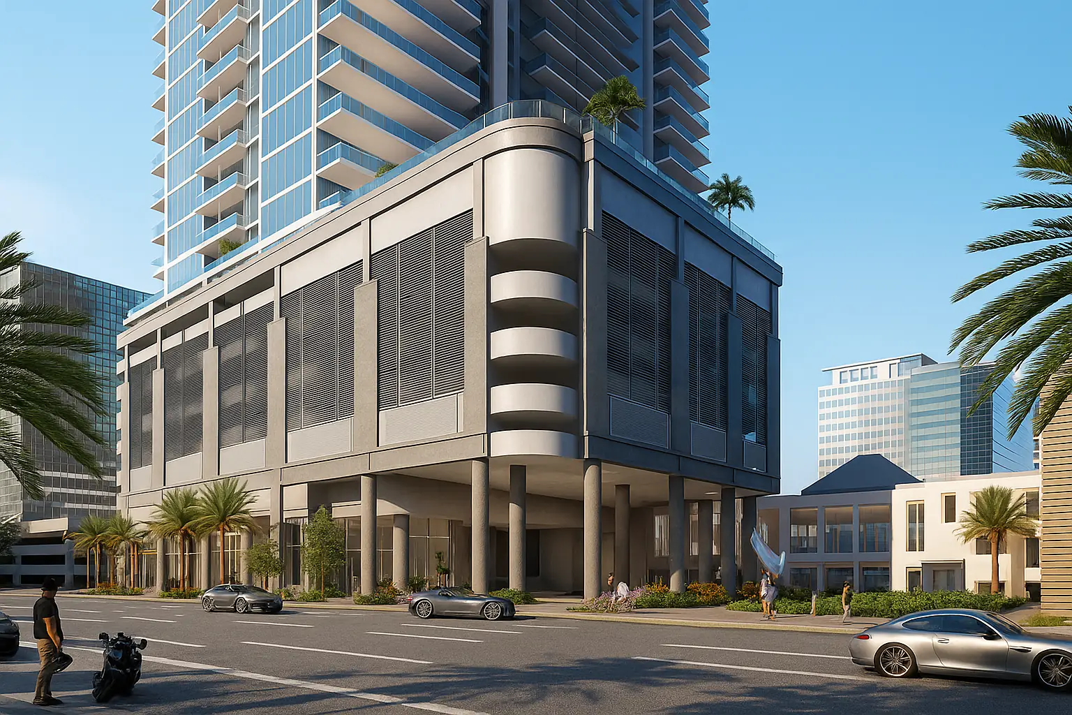 Art House St. Pete Penthouse Collection interior rendering with bay views