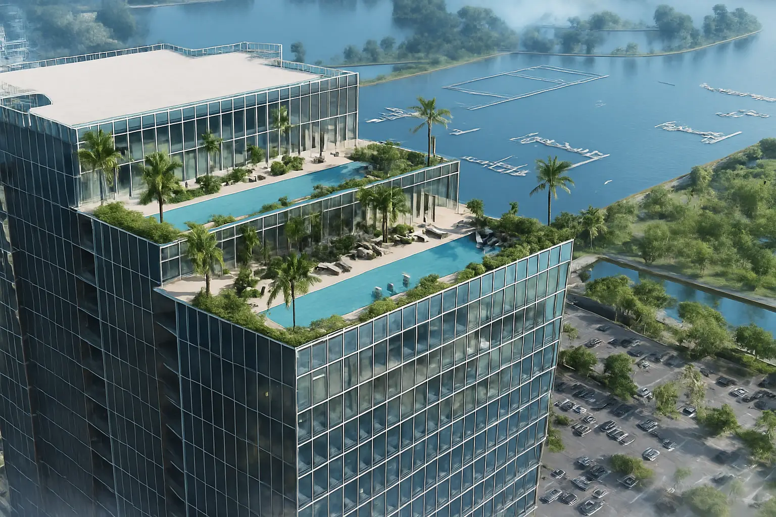 Waldorf Astoria Residences St. Petersburg tower rendering with bayfront view
