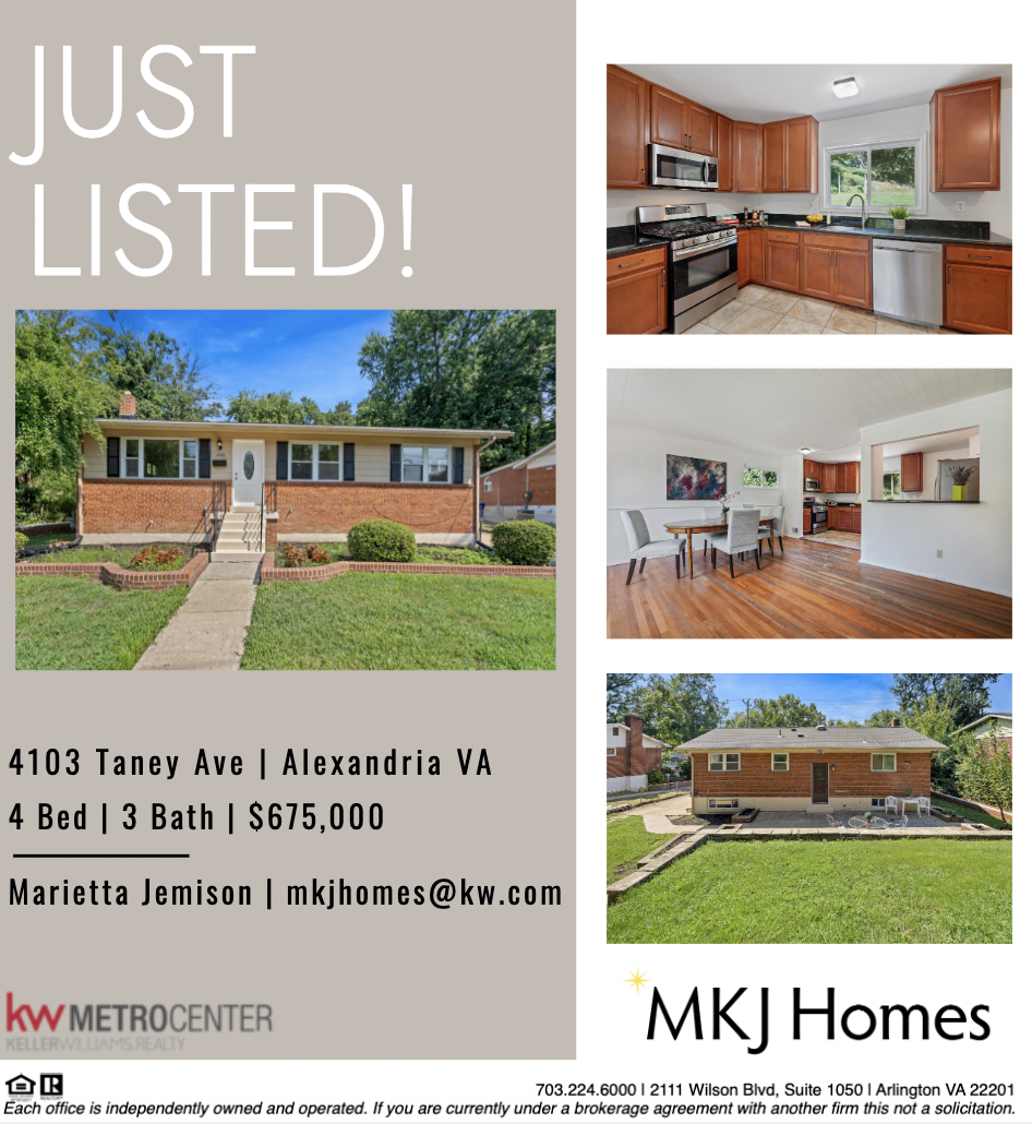 Just Listed in Alexandria VA! Open Houses this Weekend!