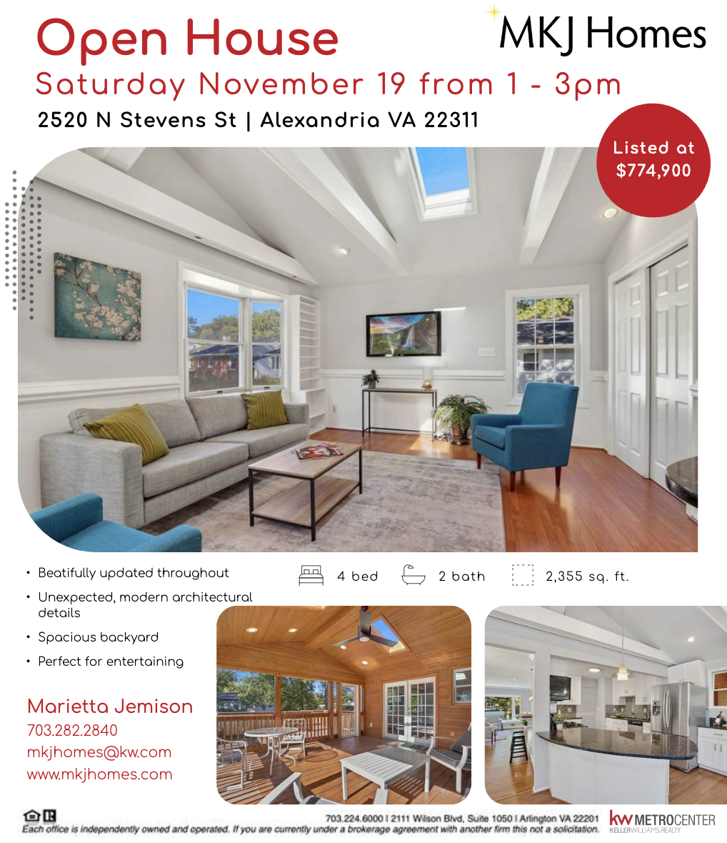Open House Saturday! Updated Mid-Century Home in West Alexandria, VA