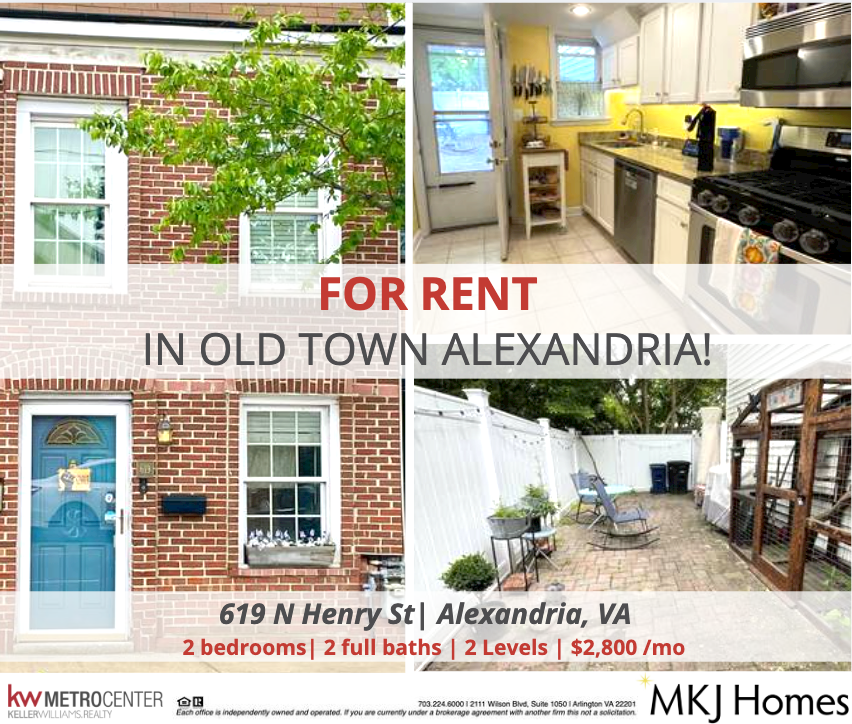 For Rent in Old Town Alexandria! Available July 1st