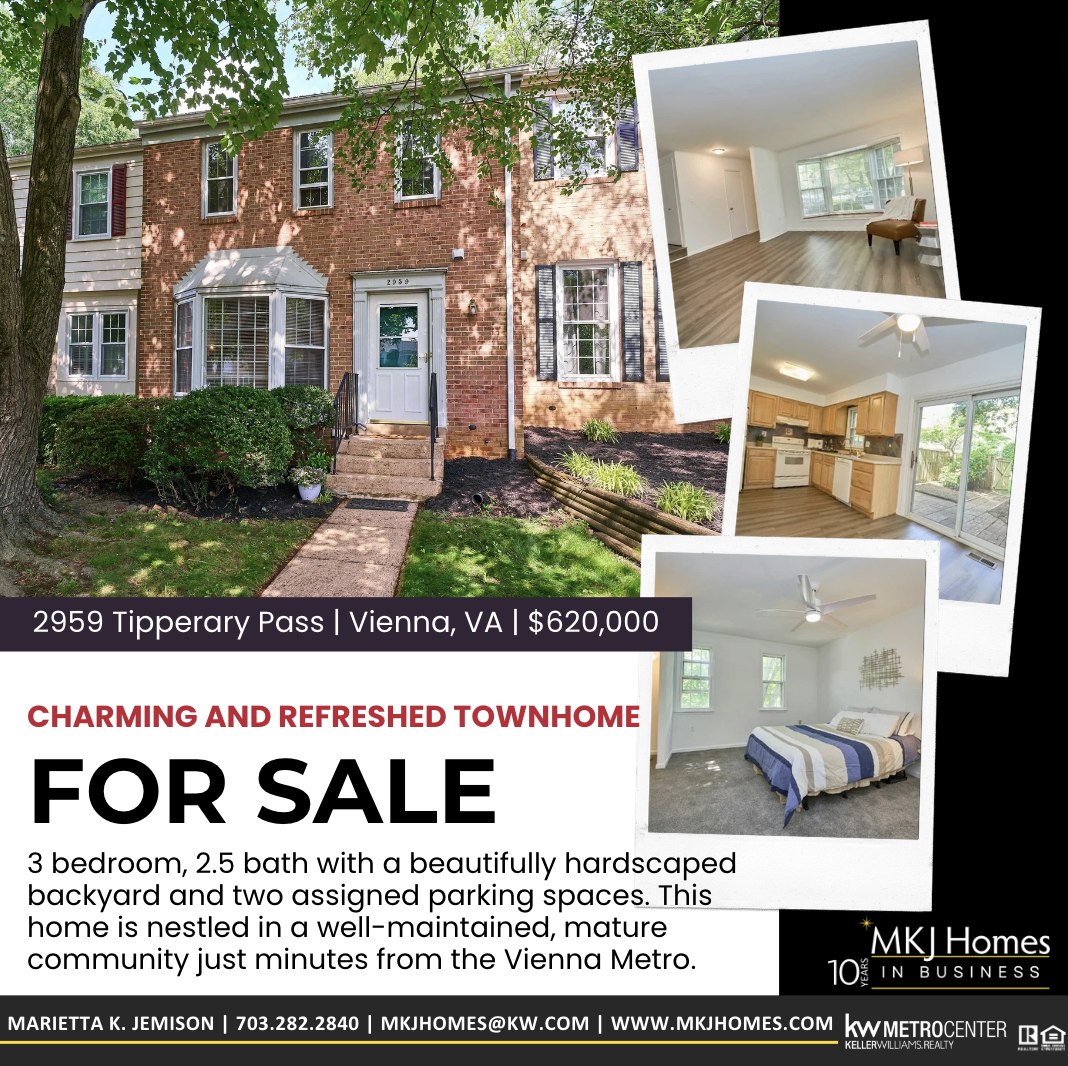 Just Listed! Refreshed and Ready Townhome Just Minutes from Vienna Metro!