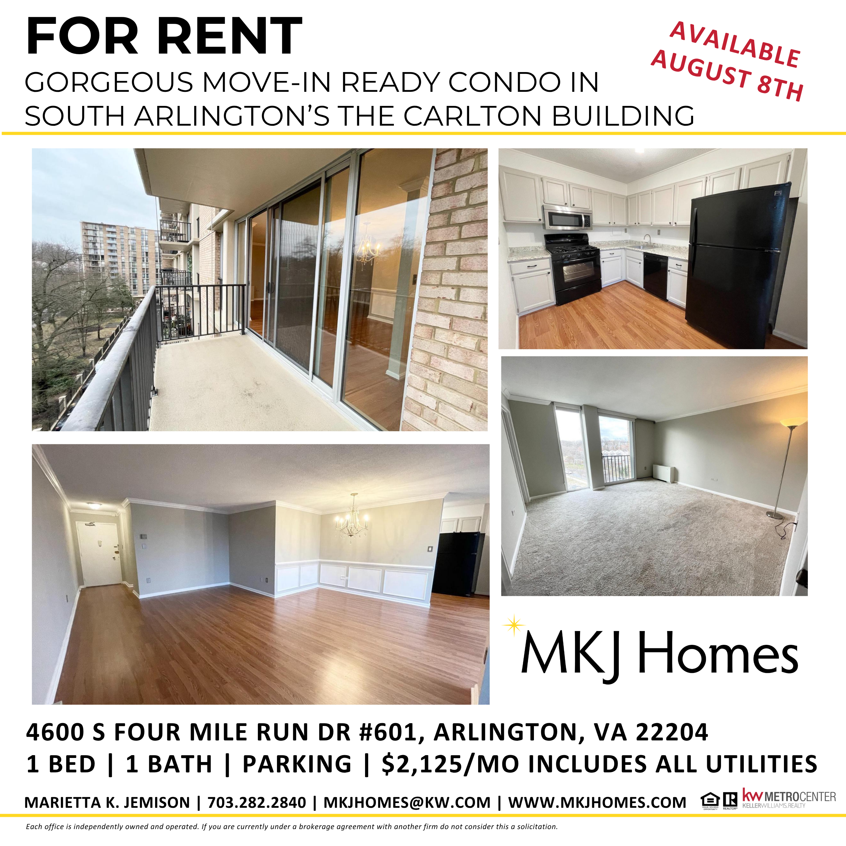 For Rent in South Arlington: Modern 1BR Condo with All Utilities Included!