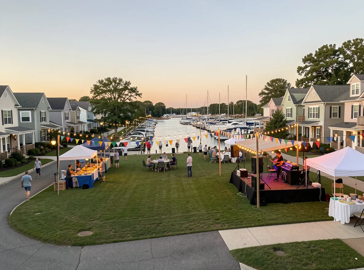 Residential area near a working waterfront in Newport News
