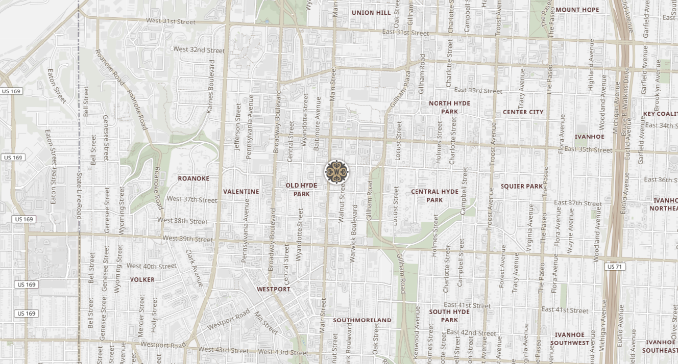 Old Hyde Park area map featuring Westminster Reserve luxury row homes