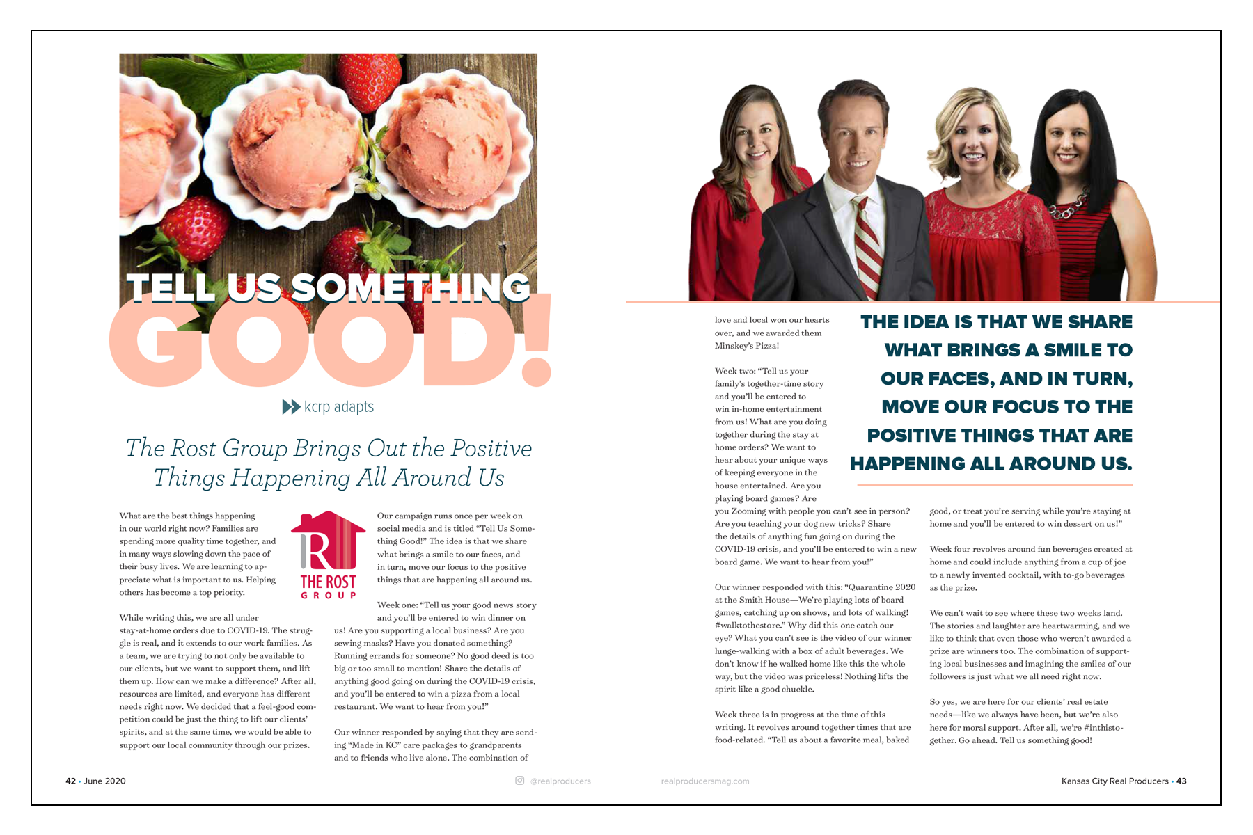 Real Producers Magazine feature on The Rost Group’s community outreach during the 2020 pandemic. 