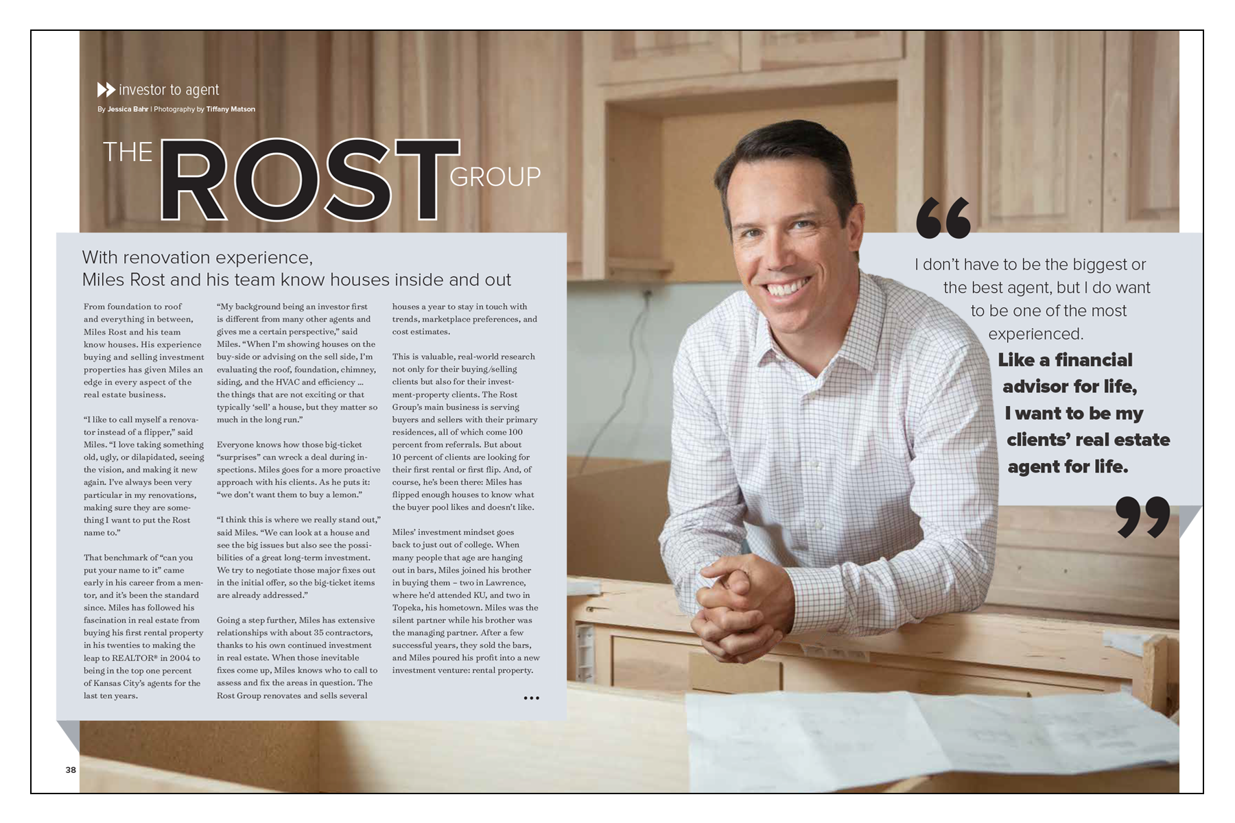 Miles Rost featured in Kansas City Real Producers Magazine for his journey from investor to agent.