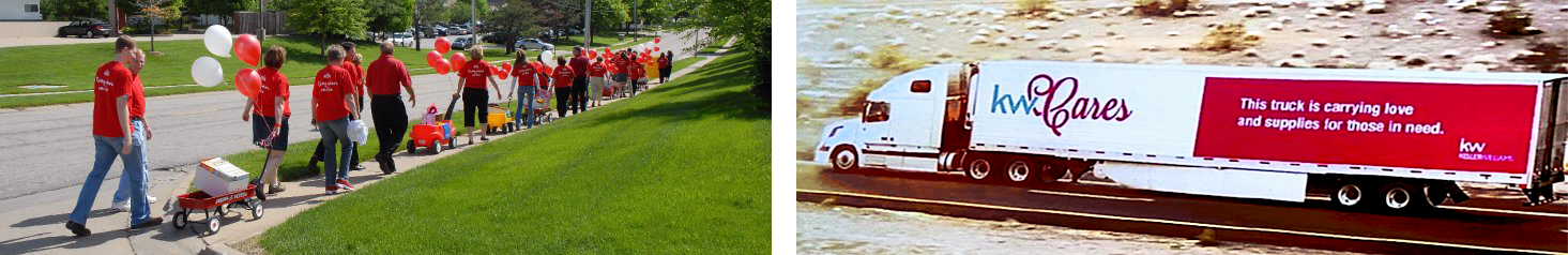 Keller Williams Agents in Kansas City participating in KW RED Day + A KW Cares truck delivering to those in need