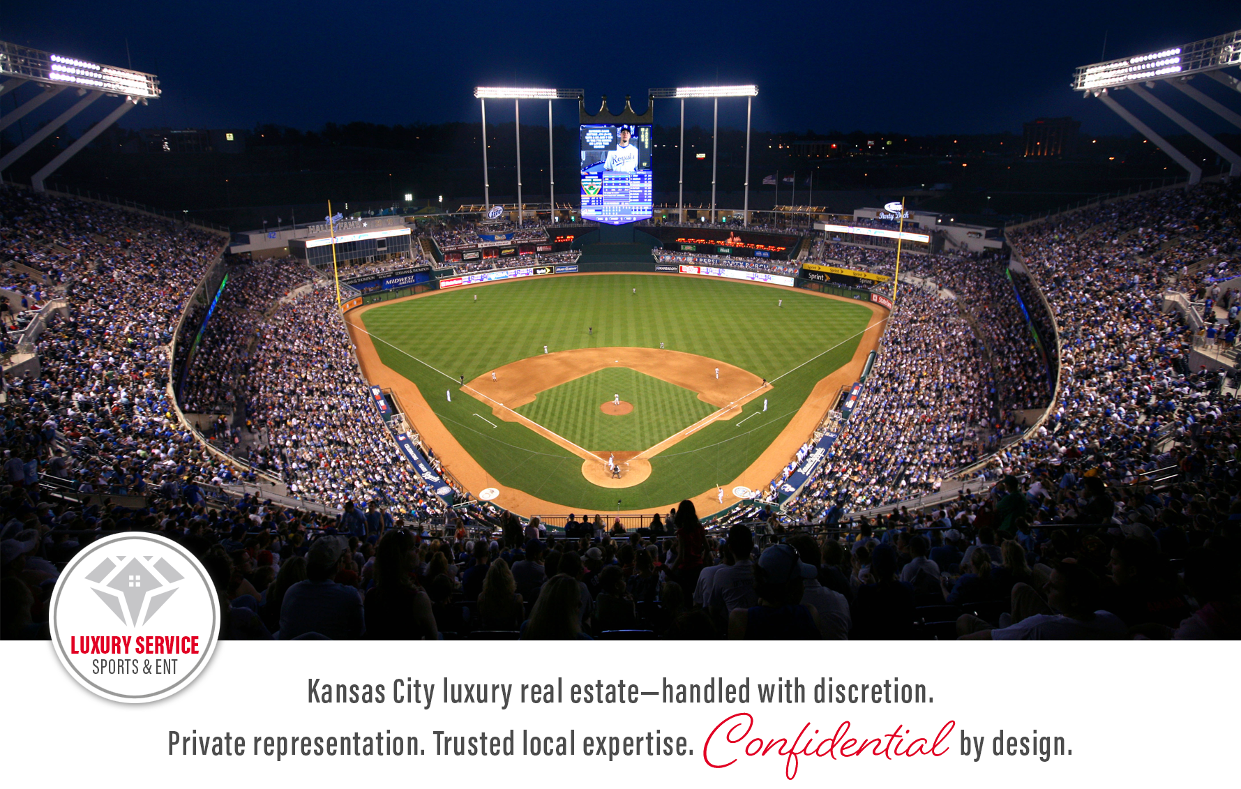 A view of the crowd and stadium at a Kansas City Royals game