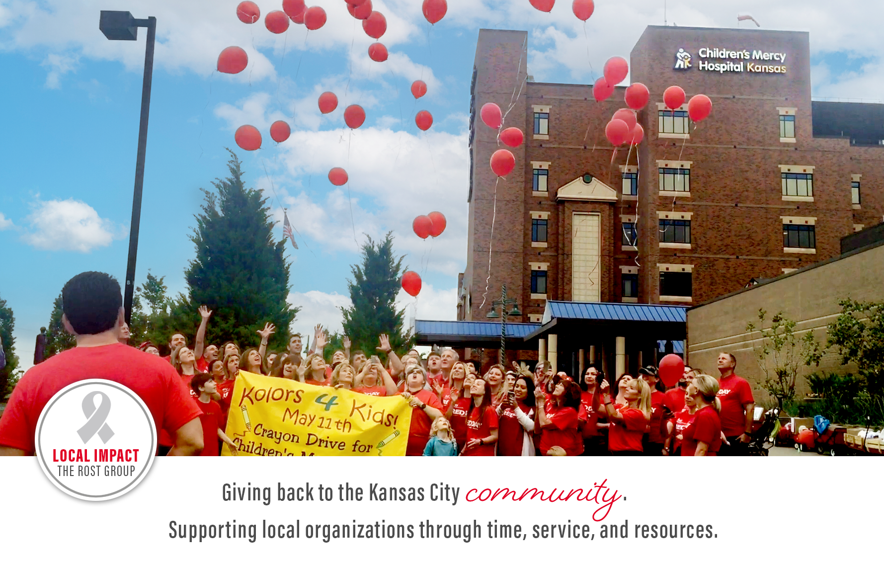 The Rost Group team participating in a Kansas City community service event near Children’s Mercy Hospital