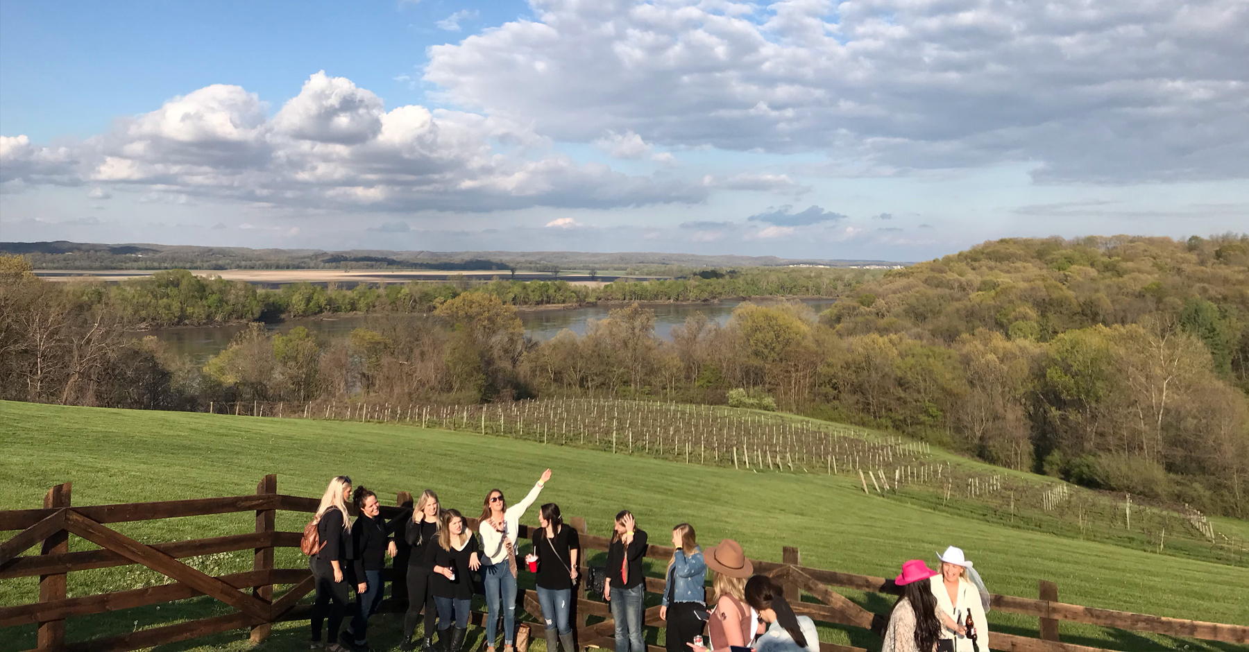 A group of women at a winery in Hermann, Missouri
