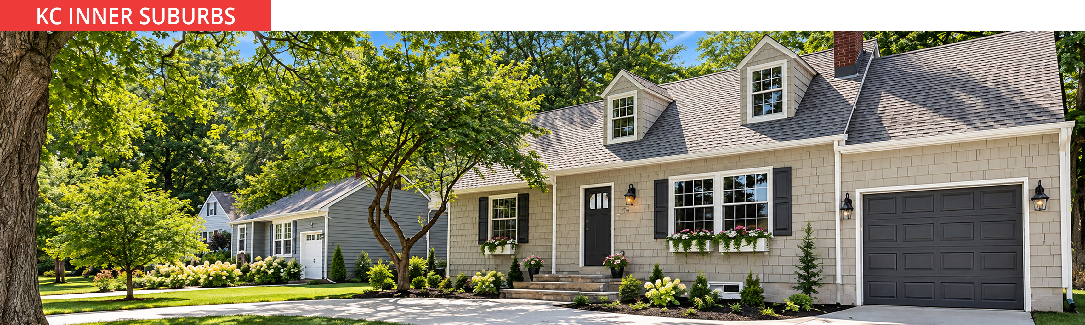 A view of Prairie Village Cape Cod homes, representing Kansas City neighborhoods in the inner suburbs.