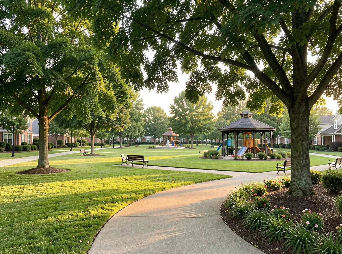 Neighborhood green space and open lawn in South Fulton, Georgia