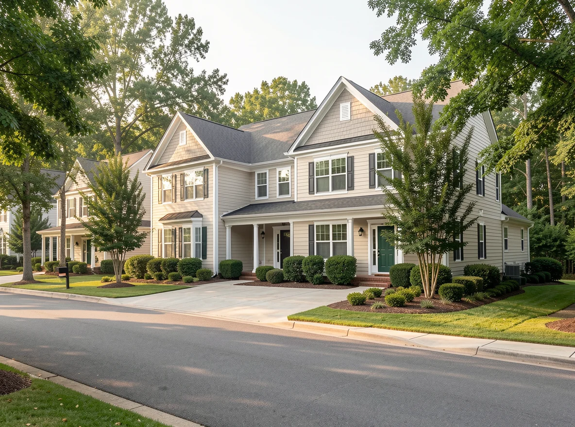 Tree-lined residential street in Sandy Springs, Georgia