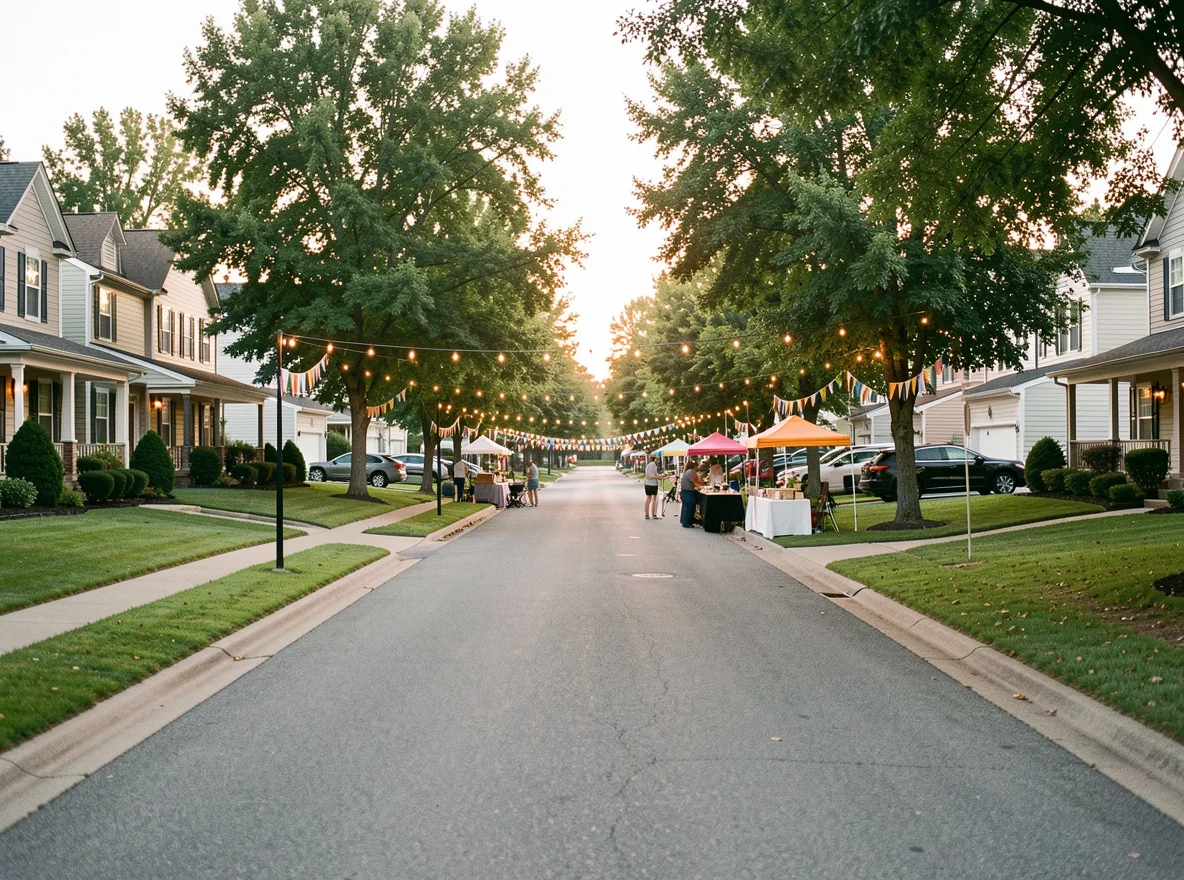 Tree-lined residential street in Kennesaw with well-kept homes and mature landscaping