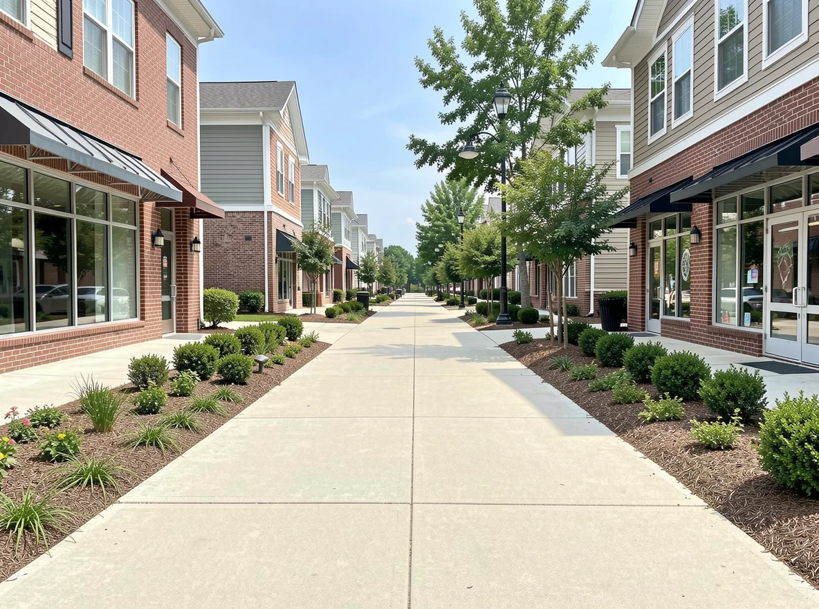 Polished neighborhood corridor near daily amenities in Sandy Springs, Georgia