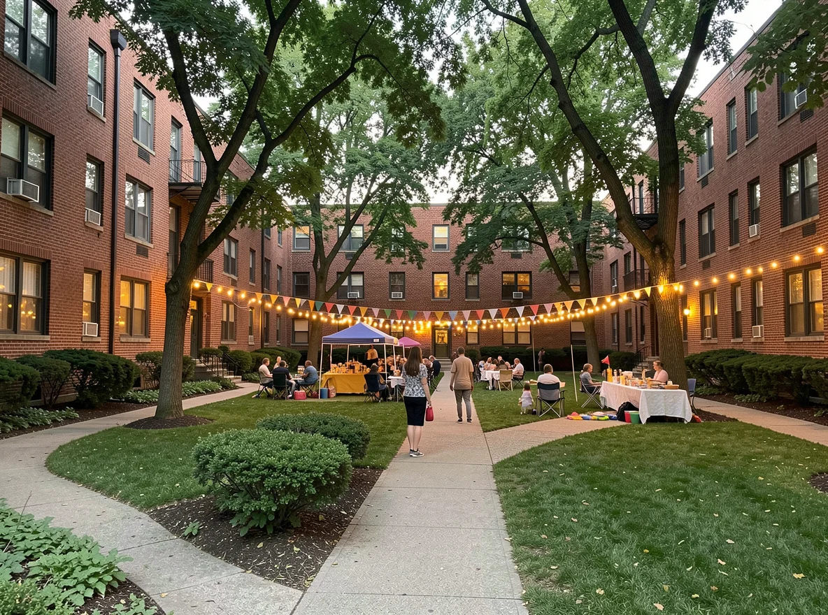 Parkchester residential courtyards and classic brick buildings