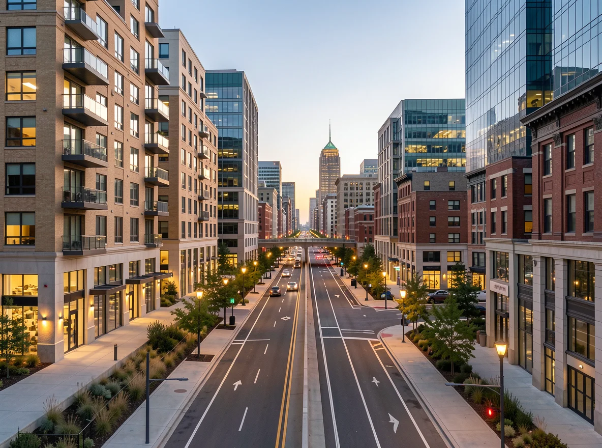 Urban residential corridor with strong neighborhood connectivity