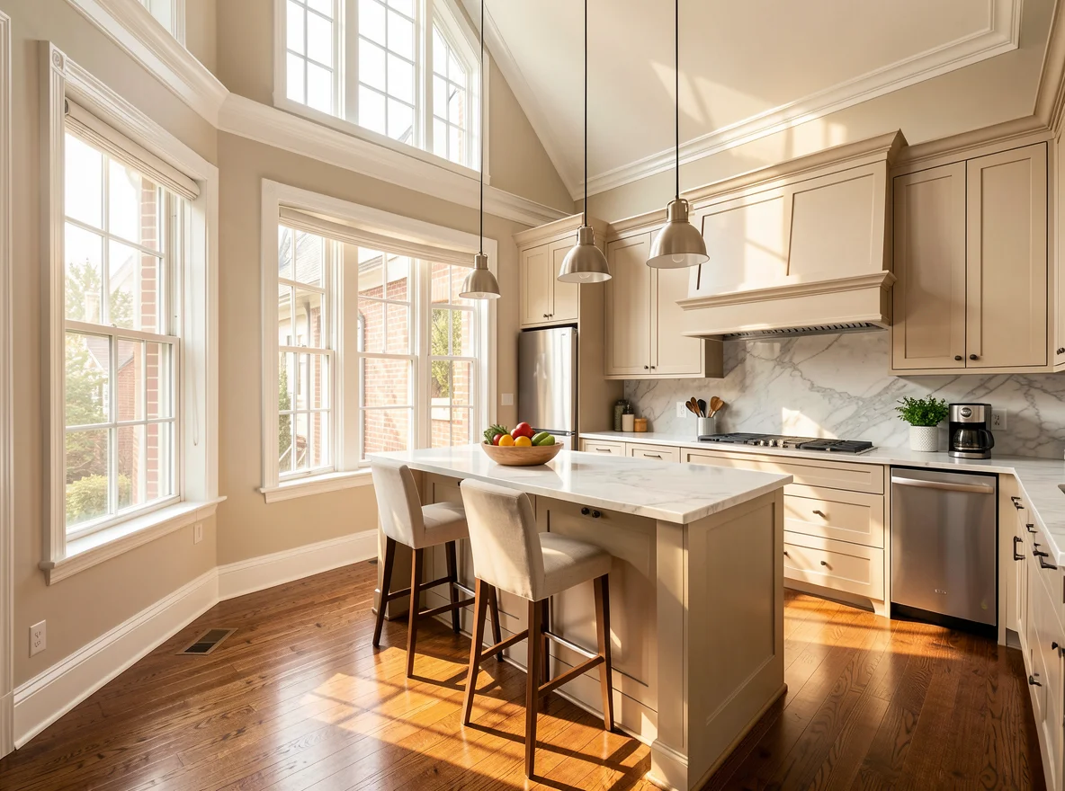 Updated townhouse interior with historic character