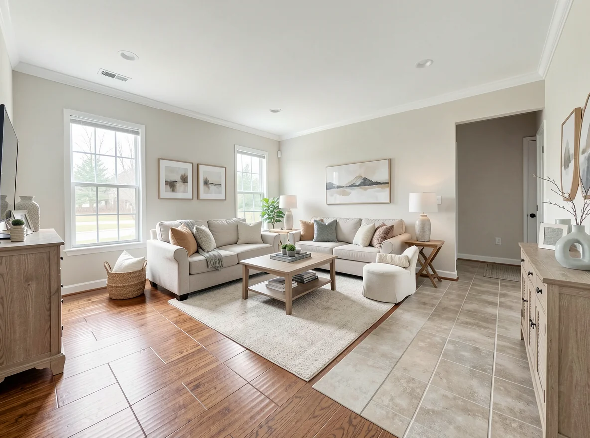 Staged interior living space