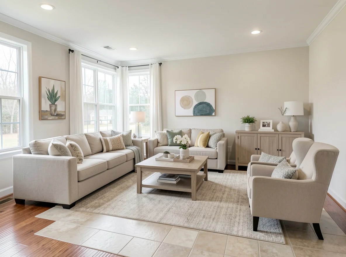 Staged Middle Georgia living room ready for sale