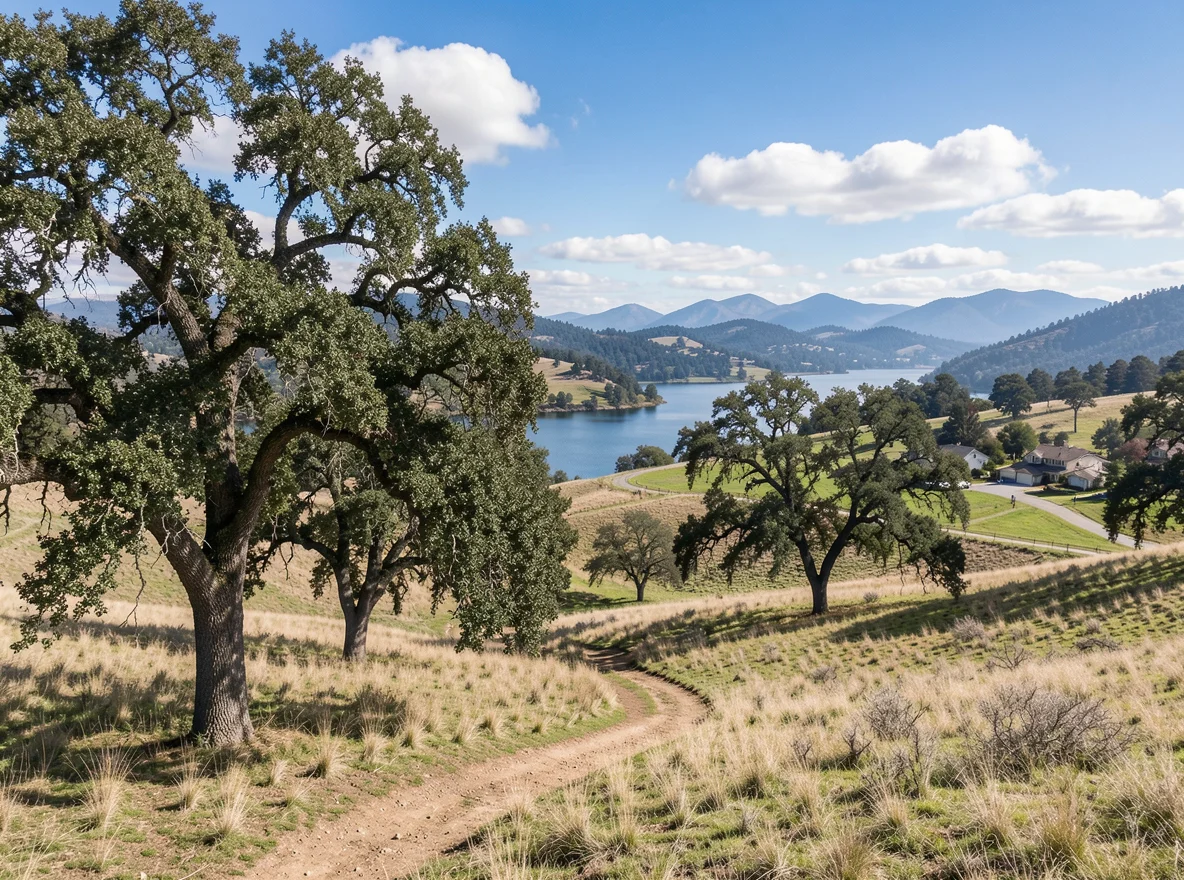 Oak trees and grassy hills near Cotati