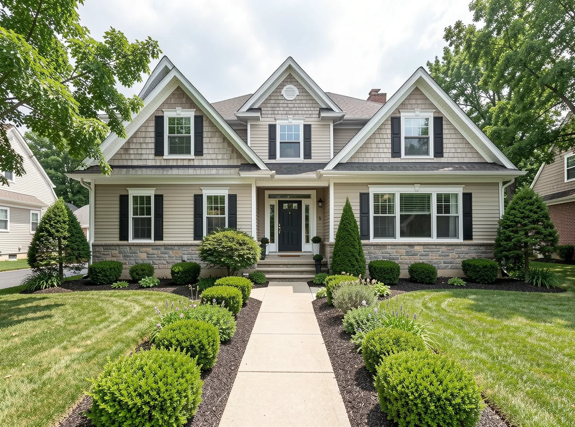 Suburban Ohio home exterior with landscaped yard