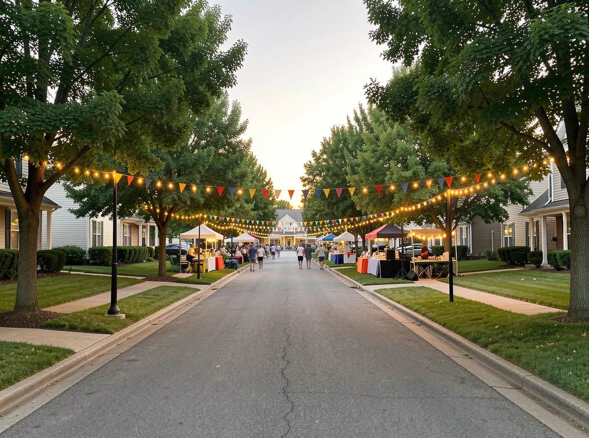 Tree-lined Ohio neighborhood with green space