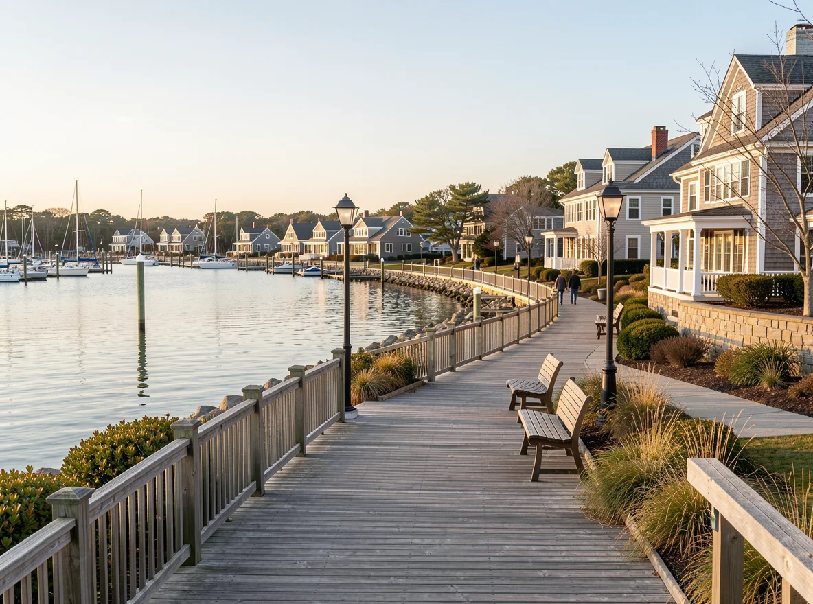 Waterfront scene in Bourne on the Upper Cape