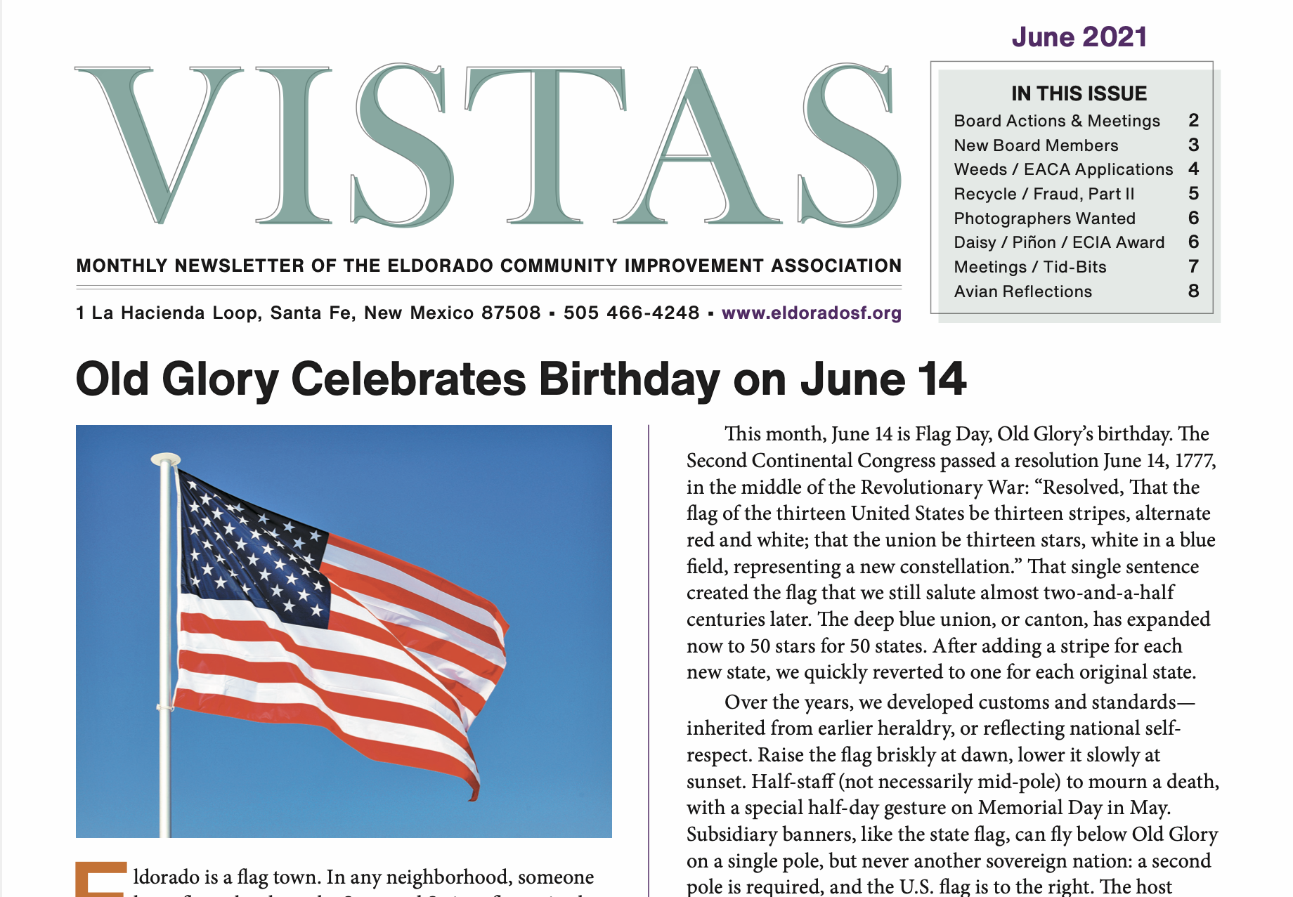 June Vistas Community Newsletter Now Available