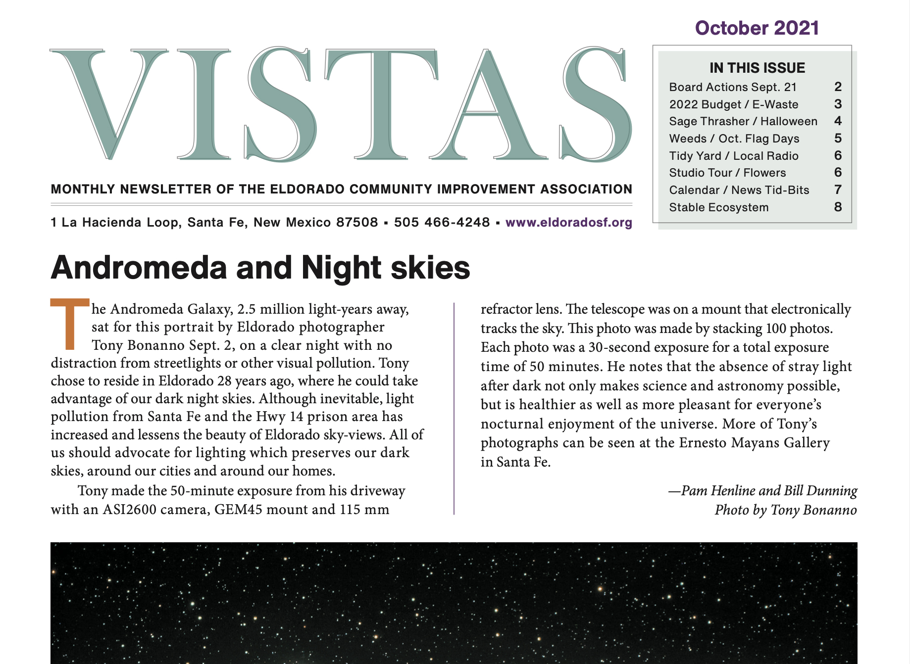 October Vistas Community Newsletter Now Available