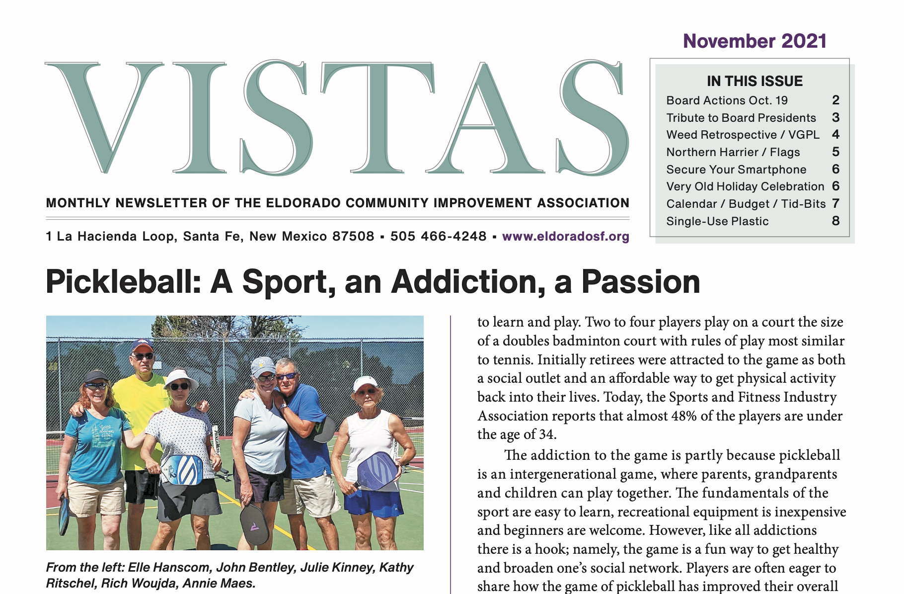 November Vistas Community Newsletter Now Available