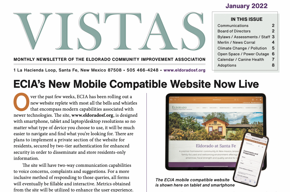January Vistas Community Newsletter Now Available