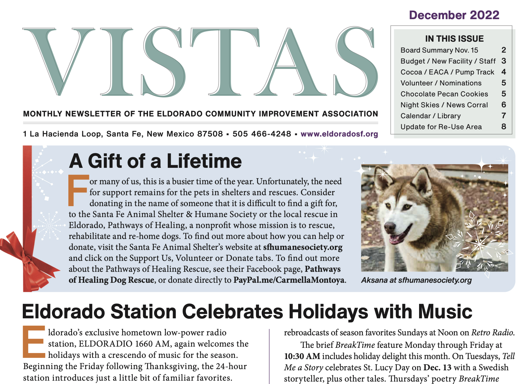 December Vistas Community Newsletter Now Available